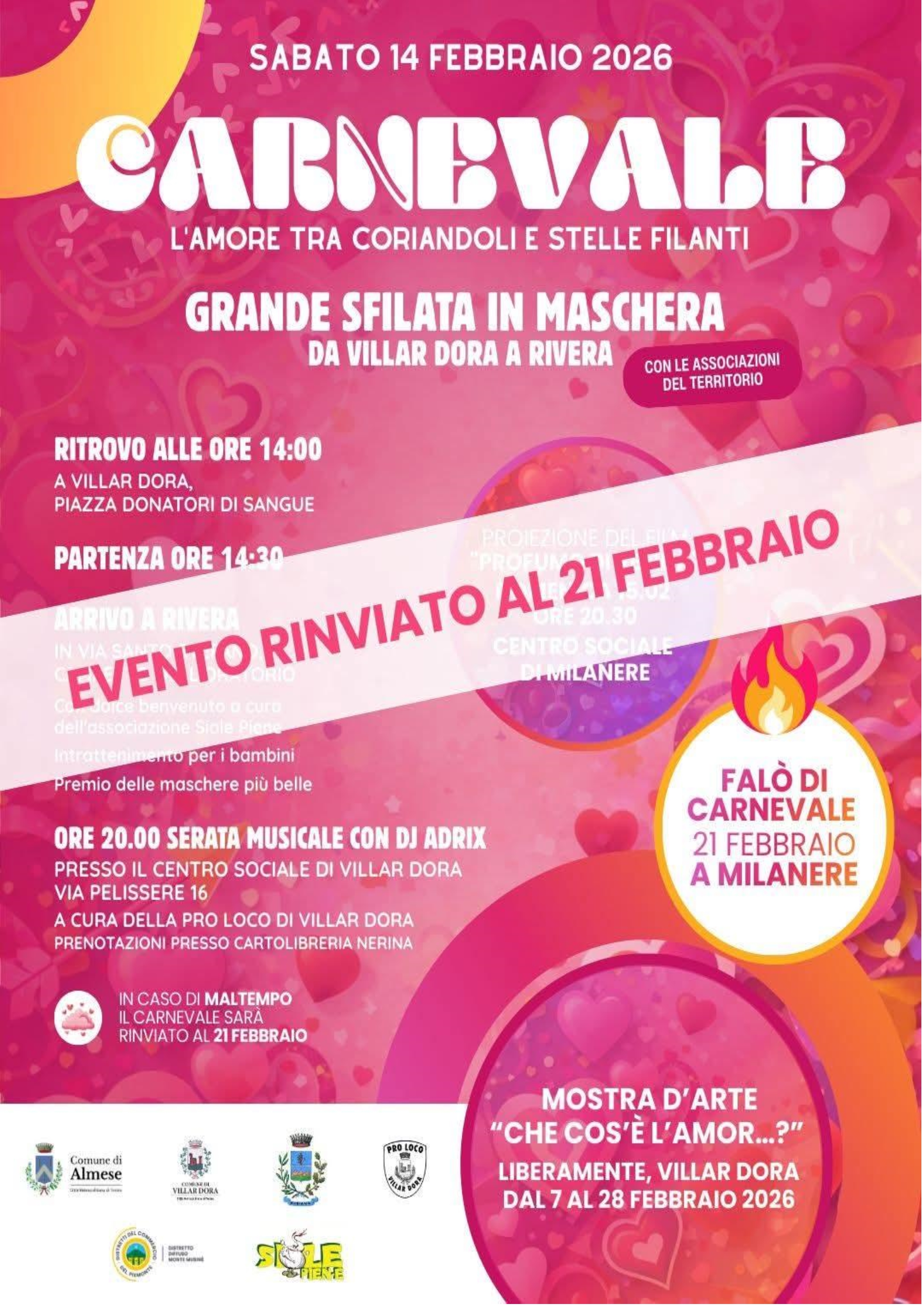 Carnevale: L'amore tra coriandoli e stelle filanti - Evento RINVIATO al 21 febbraio 2026